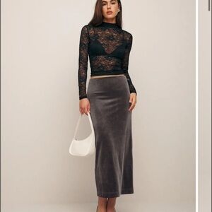 Reformation Maria Knit Velvet Maxi Skirt